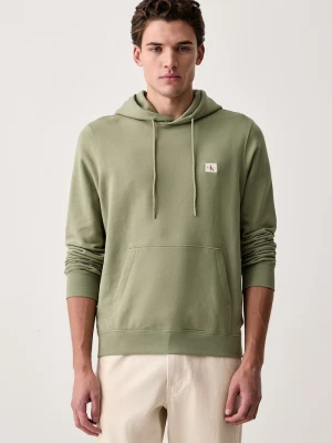 Calvin Klein Jeans bluza z kapturem męska z bawełną zielony