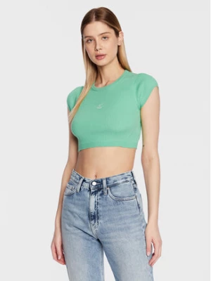 Calvin Klein Jeans Bluzka J20J220709 Zielony Cropped Fit