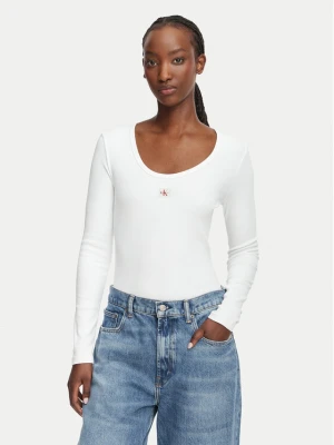 Calvin Klein Jeans Bluzka LV047D218G Biały Slim Fit