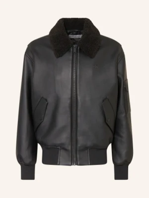 Calvin Klein Jeans Bluzon Z Imitacji Skóry schwarz