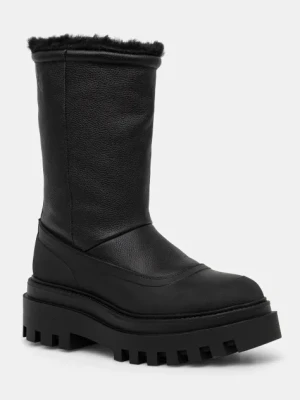 Calvin Klein Jeans botki FLATFORM CHELSEA BOOT PADDED damskie kolor czarny na płaskim obcasie ocieplone YW0YW01558