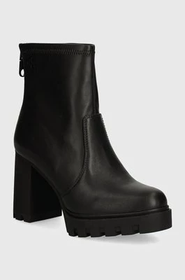 Calvin Klein Jeans botki HEEL PLATFORM ZIP BOOT MG NAPPA damskie kolor czarny na słupku YW0YW01546