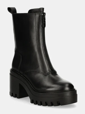 Calvin Klein Jeans botki skórzane CHUNKY HEELED ZIP BOOT LTH czarny