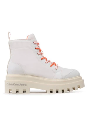 Calvin Klein Jeans Botki Toothy Combat Boot Softny YW0YW00948 Biały