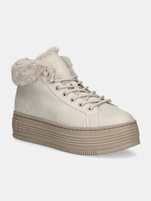 Calvin Klein Jeans buty skórzane BOLD PLATF LOW LACEUP MG LTH beżowy