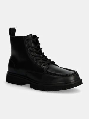 Calvin Klein Jeans buty skórzane EVA BOOT MID LACEUP UNFORM DRESS męskie kolor czarny YM0YM01073