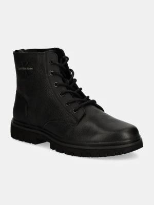 Calvin Klein Jeans buty wysokie EVA MID LACEUP BOOT LTH męskie kolor czarny YM0YM00751