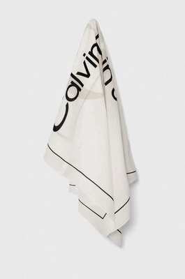 Calvin Klein Jeans chusta bawełniana kolor biały z nadrukiem