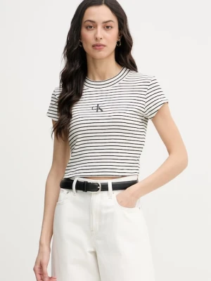 Calvin Klein Jeans crop top damski bawełniany z elastanem