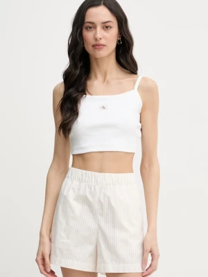Calvin Klein Jeans crop top damski bawełniany z elastanem