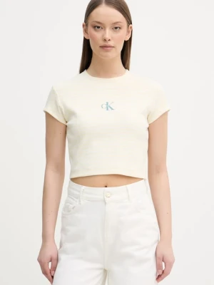 Calvin Klein Jeans crop top damski bawełniany z elastanem