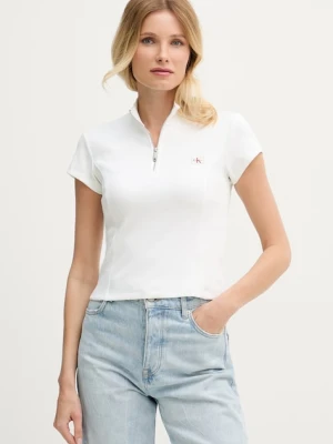 Calvin Klein Jeans crop top damski bawełniany z elastanem