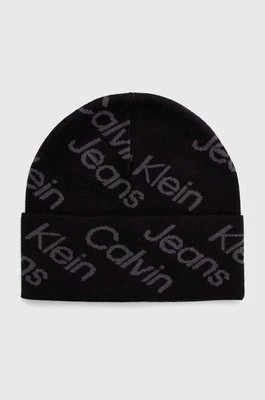 Calvin Klein Jeans czapka bawełniana kolor czarny z cienkiej dzianiny bawełniana