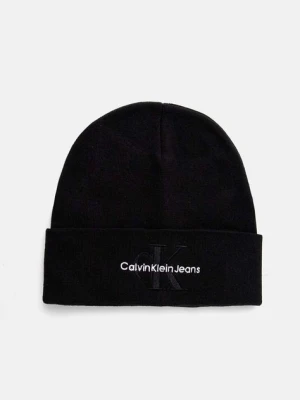 Calvin Klein Jeans czapka bawełniana kolor czarny z grubej dzianiny bawełniana K50K512460