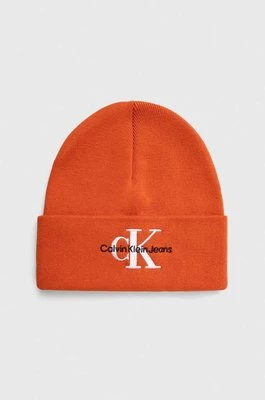 Calvin Klein Jeans czapka bawełniana kolor pomarańczowy bawełniana