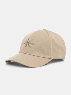 Calvin Klein Jeans czapka z daszkiem bawełniana kolor beżowy z aplikacją K60K612317