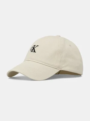 Calvin Klein Jeans czapka z daszkiem bawełniana kolor beżowy z nadrukiem LV04K5024G