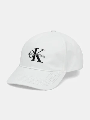 Calvin Klein Jeans czapka z daszkiem bawełniana kolor biały z aplikacją LV04G5004G
