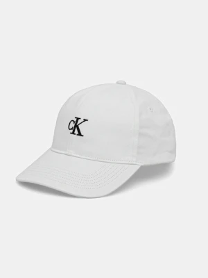 Calvin Klein Jeans czapka z daszkiem bawełniana kolor biały z nadrukiem LV04K5024G