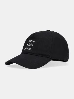Calvin Klein Jeans czapka z daszkiem bawełniana kolor czarny z nadrukiem LV04G5036G