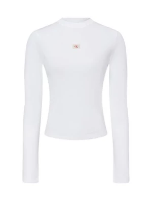 Zdjęcie produktu Calvin Klein Jeans Damska koszulka z długim rękawem Kobiety Bawełna biały jednolity,