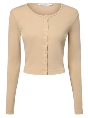 Calvin Klein Jeans Damska kurtka koszulowa Kobiety Bawełna beżowy jednolity,