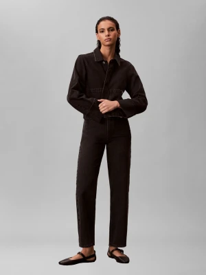 Calvin Klein Jeans Damskie jeansy dla mam - Barrel Kobiety Bawełna czarny jednolity,