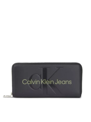 Calvin Klein Jeans Duży Portfel Damski Sculpted Mono Zip Around Mono K60K607634 Czarny