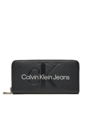 Calvin Klein Jeans Duży Portfel Damski Sculpted Mono Zip Around Mono K60K607634 Czarny