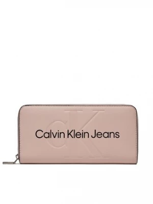 Calvin Klein Jeans Duży Portfel Damski Sculpted Mono Zip Around Mono K60K607634 Różowy