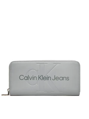 Calvin Klein Jeans Duży Portfel Damski Sculpted Zip Around Mono K60K607634 Szary