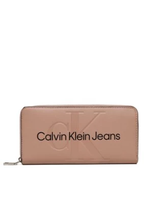 Calvin Klein Jeans Duży Portfel Damski Sculpted Zip Around Mono K60K610358 Różowy