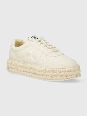 Calvin Klein Jeans espadryle ESPADRILLE SNEAKER CS BTW kolor biały na platformie YW0YW01437