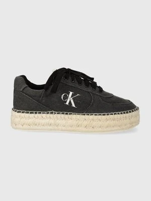 Calvin Klein Jeans espadryle ESPADRILLE SNEAKER CS BTW kolor czarny na platformie YW0YW01437