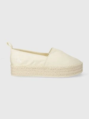 Calvin Klein Jeans espadryle PLATFORM ESPADRILLE ML BTW kolor beżowy na platformie YW0YW01378