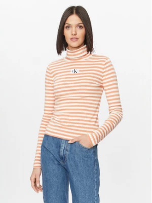 Calvin Klein Jeans Golf J20J222246 Pomarańczowy Slim Fit