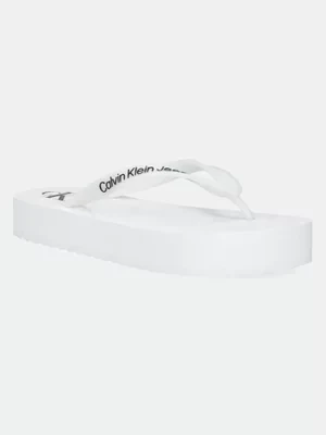 Calvin Klein Jeans japonki BEACH SANDAL FLATFORM TPU damskie kolor biały na platformie YW0YW01830