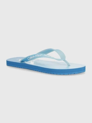 Calvin Klein Jeans japonki BEACH SANDAL GRADIENT damskie kolor niebieski na płaskim obcasie YW0YW01401