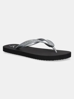Calvin Klein Jeans japonki BEACH SANDAL MONOLOGO TPU damskie kolor srebrny na płaskim obcasie YW0YW01719