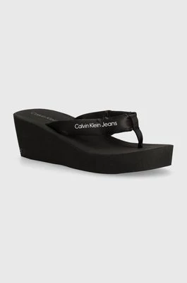 Calvin Klein Jeans japonki BEACH WEDGE SANDAL PADDED NY damskie kolor czarny na koturnie YW0YW01397