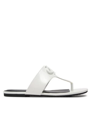 Calvin Klein Jeans Japonki Flat Sandal Slide Toepost Mg Met YW0YW01342 Biały