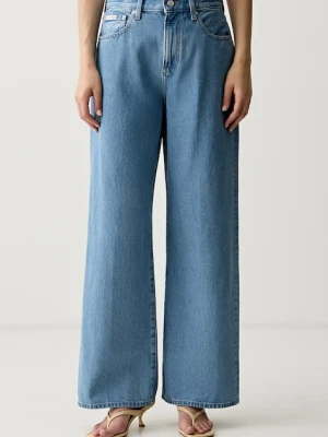 Calvin Klein Jeans jeansy wide leg damskie niebieski