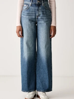 Calvin Klein Jeans jeansy wide leg damskie niebieski