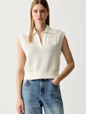 Calvin Klein Jeans kamizelka damska bawełniana beżowy