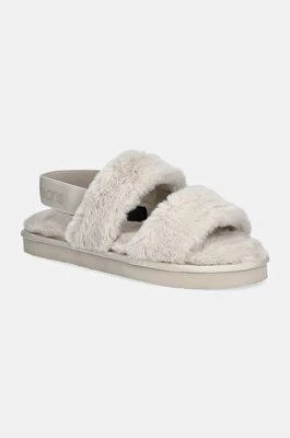 Calvin Klein Jeans kapcie HOME VELCRO IN FUR kolor beżowy YW0YW01595