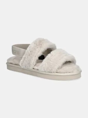 Calvin Klein Jeans kapcie HOME VELCRO IN FUR kolor beżowy YW0YW01595