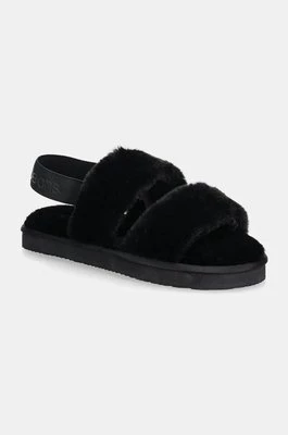 Calvin Klein Jeans kapcie HOME VELCRO IN FUR kolor czarny YW0YW01595