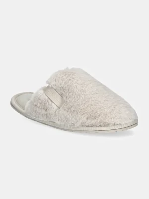 Calvin Klein Jeans kapcie HOTEL SLIPPER FUR AFTER GLOW kolor beżowy YW0YW01593