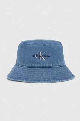 Calvin Klein Jeans kapelusz jeansowy kolor niebieski bawełniany