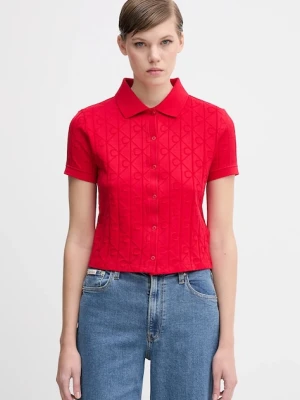 Calvin Klein Jeans kardigan bawełniany damski kolor czerwony lekki LV044D209G